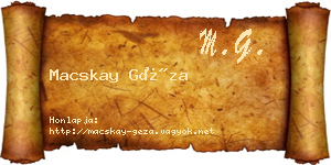 Macskay Géza névjegykártya
